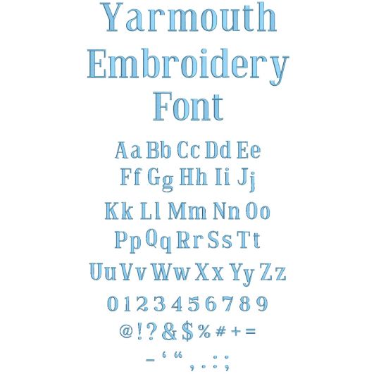 Yarmouth Embroidery Font | Machine Embroidery Designs by JuJu