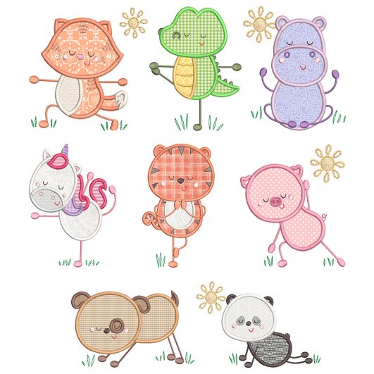 Yoga Animals 1 Machine Embroidery Designs by JuJu