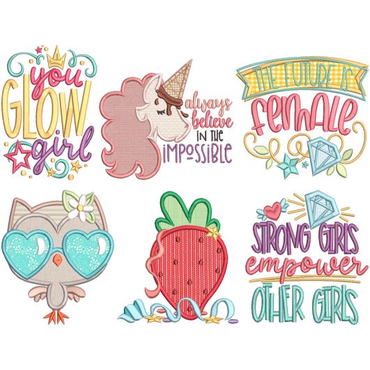 You Glow Girl Digital Machine Embroidery Designs by JuJu