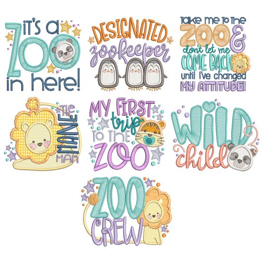 Zoo Word Art 1 Machine Embroidery Designs By JuJu