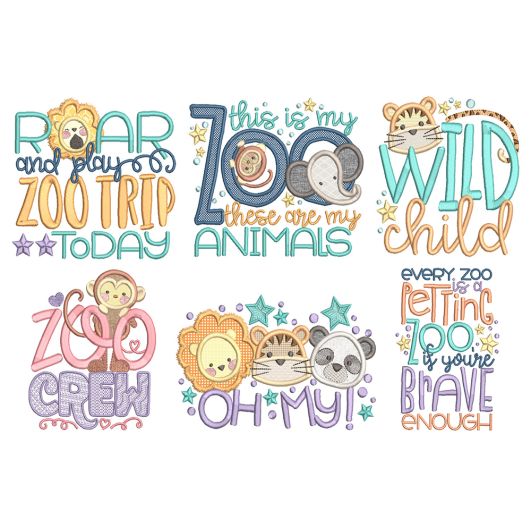 Zoo Word Art 2 Machine Embroidery Designs By JuJu
