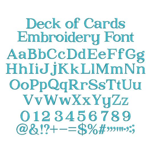 Deck of Cards Embroidery Font | Machine Embroidery Designs by JuJu