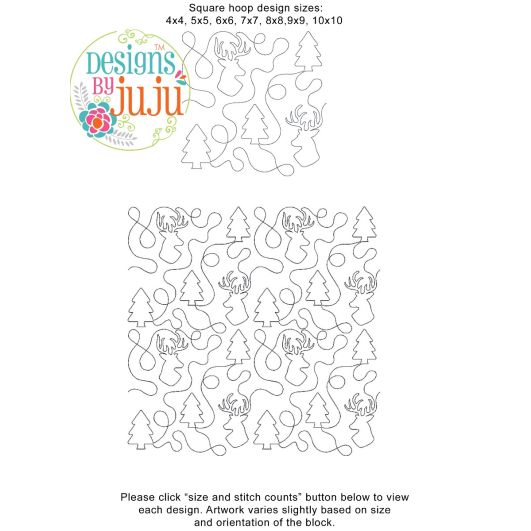 Deer and Trees End-to-End Quilting | Machine Embroidery Designs by JuJu