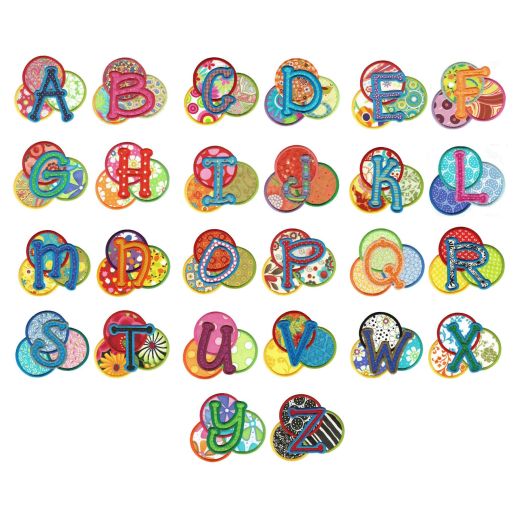 Delightful Dots Alphabet Applique Machine Embroidery Designs by JuJu 