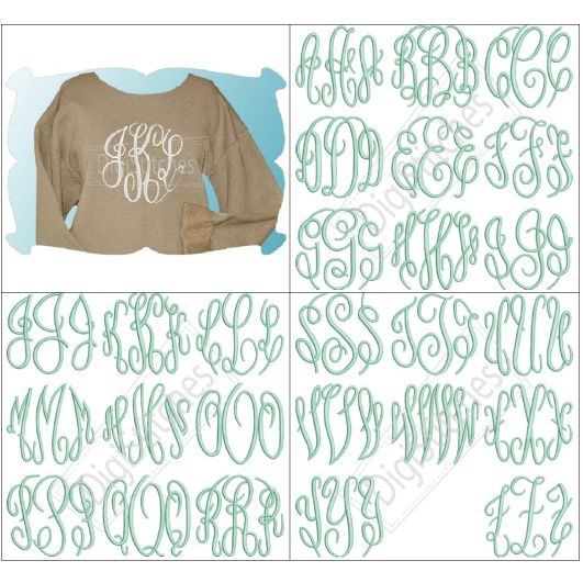 Circle Monogram Embroidery Font | Machine Embroidery Designs by JuJu