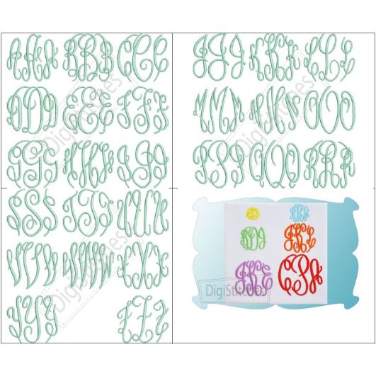 Circle Monogram Small Embroidery Font | Machine Embroidery Designs by JuJu