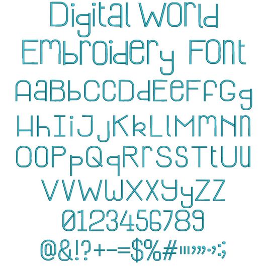 Digital World Embroidery Font | Machine Embroidery Designs by JuJu