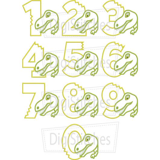 Dinosaur Bite Birthday Numbers Applique | Machine Embroidery Designs by JuJu