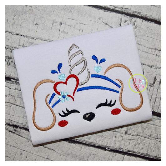 Dog Unicorn Horn Embroidery | Machine Embroidery Designs by JuJu