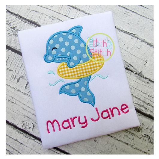 Dolphin Inner Tube Applique | Machine Embroidery Designs by JuJu