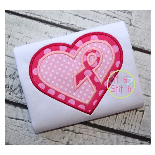 Awareness Ribbon Heart Double Applique | Machine Embroidery Designs by JuJu