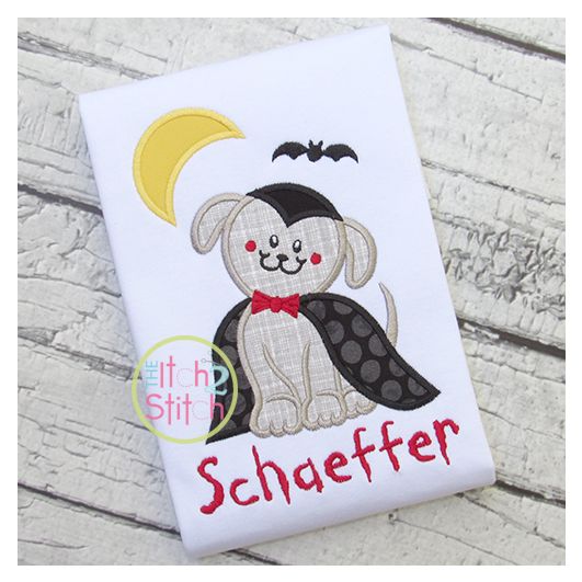 Dracula Dog Applique | Machine Embroidery Designs by JuJu