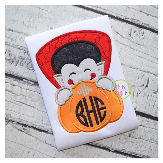 Dracula Pumpkin Peeker Applique | Machine Embroidery Designs by JuJu