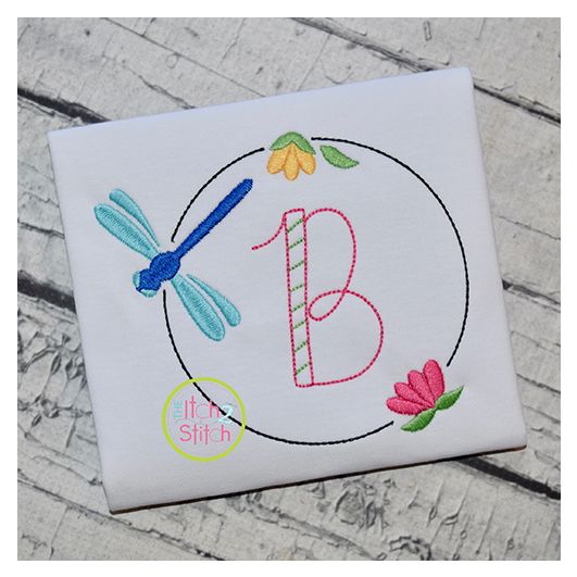 Dragonfly Bloom Frame Embroidery Design | Machine Embroidery Designs by JuJu