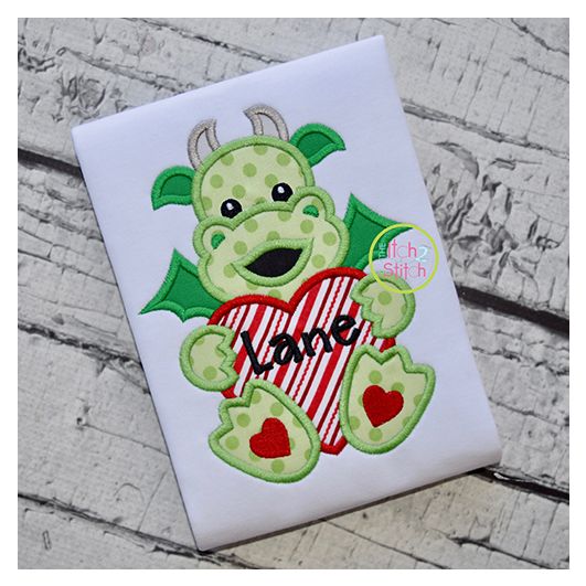 Dragon With Heart Applique | Machine Embroidery Designs by JuJu