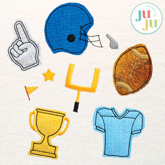 Football Embellishment Kit Embroidery Set | Machine Embroidery Designs by JuJu