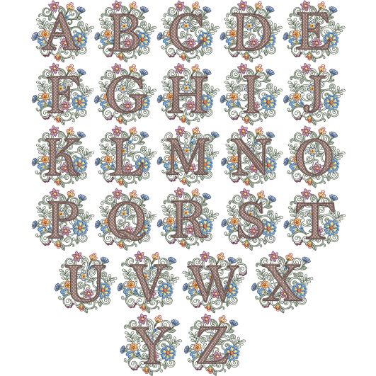 Flirty Filigree Monogram Embroidery Font | Machine Embroidery Designs by JuJu