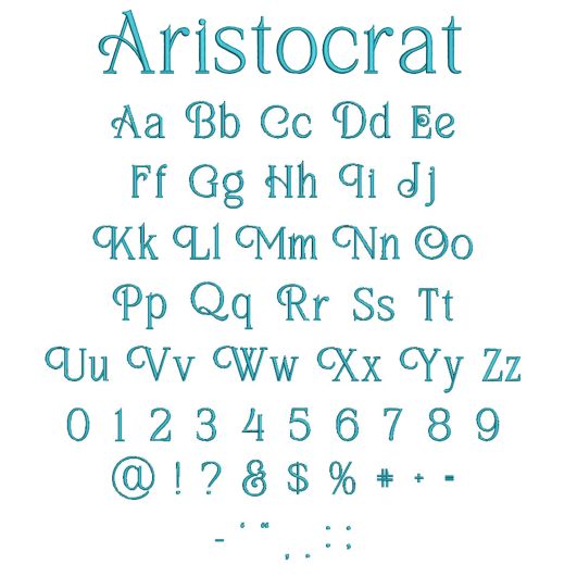 Aristocrat Embroidery Font | Machine Embroidery Designs by JuJu
