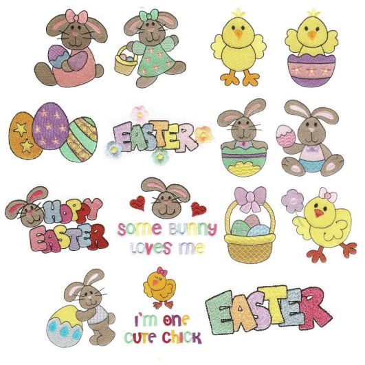 Bunny Hop Filled Version Easter Machine Embroidery Designs by JuJu