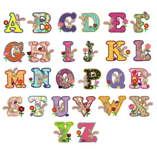 Egg Hunt Easter Alphabet Applique Machine Embroidery Designs by JuJu 