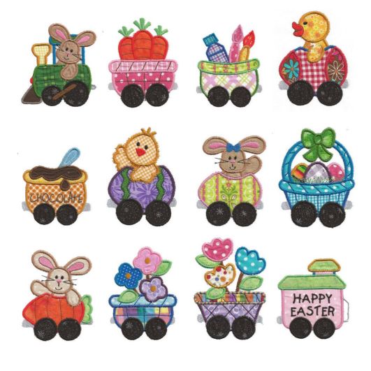 Cottontail Express 4x4 hoop Applique Machine Embroidery Designs by JuJu 