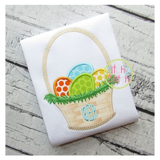 Itch 2 Stitch Easter Basket Applique Digital Embroidery Machine Designs by JuJu