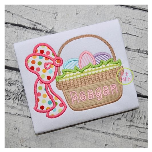 Itch 2 Stitch Easter Basket Bow 2 Applique Digital Embroidery Machine Designs by JuJu