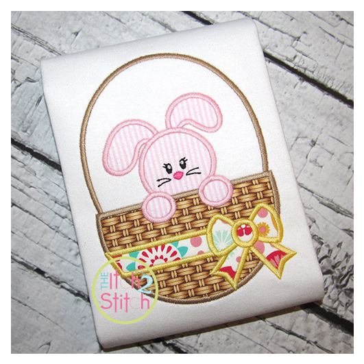 Easter Bunny Basket 2 Applique | Machine Embroidery Designs by JuJu