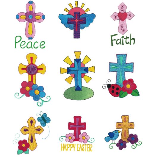 Easter Crosses Filled Machine Embroidery Designs by JuJu