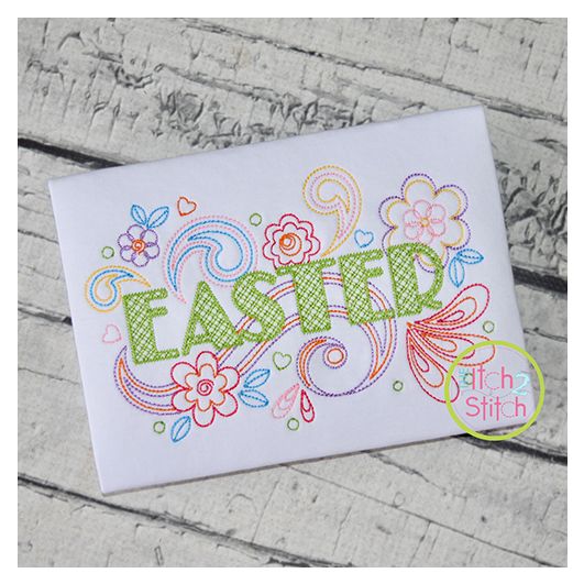 Itch 2 Stitch Easter Doodle Digital Embroidery Machine Designs by JuJu