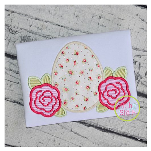 Itch 2 Stitch Easter Egg Roses Applique Digital Embroidery Machine Designs by JuJu