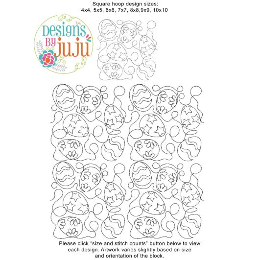 Easter Eggs End-to-End Quilting | Machine Embroidery Designs by JuJu