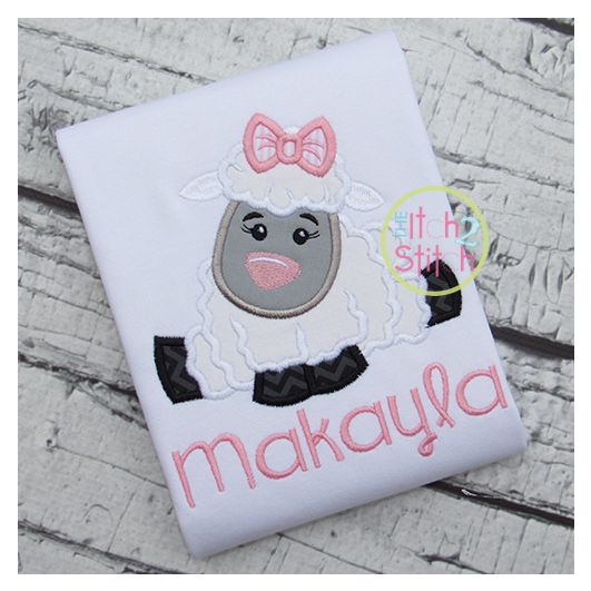 Easter Lamb Girl Applique