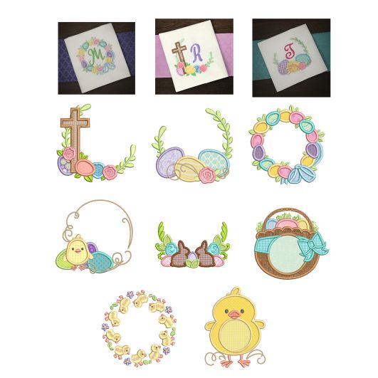 Easter Monogram Frames Machine Embroidery Designs By JuJu