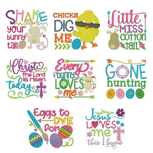 Easter Word Art Set 1 Machine Embroidery Designs by JuJu

