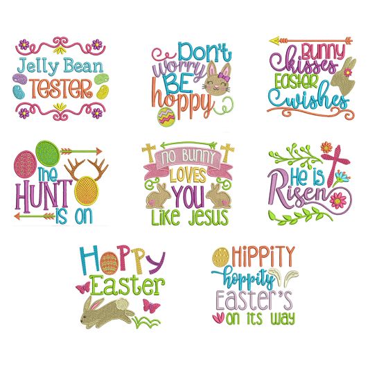 Easter Word Art Set 2 Machine Embroidery Designs by JuJu
