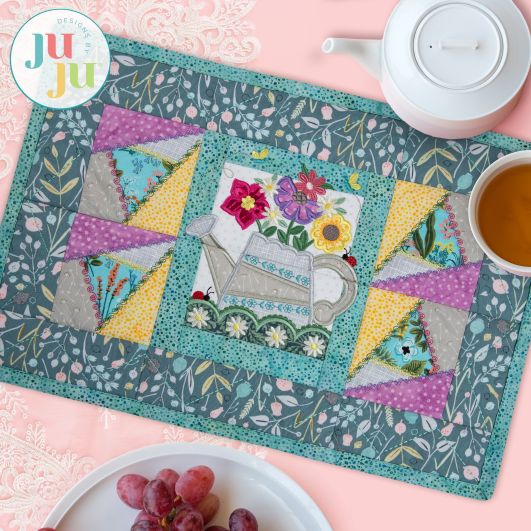In The Hoop Modular Watering Can Placemat Project | Machine Embroidery Designs by JuJu