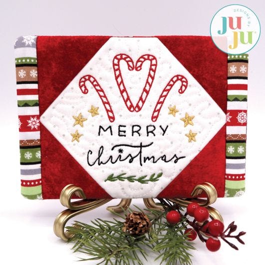 Inspirational Christmas Mug Rug - Candy Cane by Oma's Place | Machine Embroidery Designs by JuJu