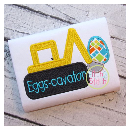 EGGScavator Easter Backhoe Applique | Machine Embroidery Designs by JuJu