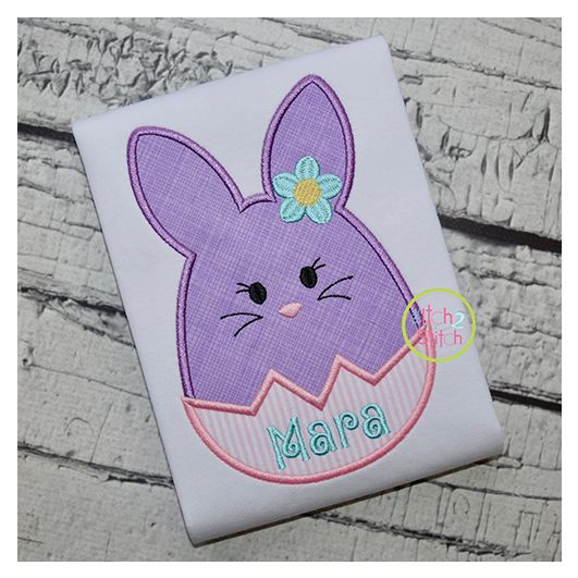 Egg Shaped Bunny Girl Applique | Machine Embroidery Designs by JuJu