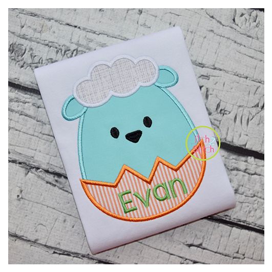 Egg Shaped Lamb Boy Applique | Machine Embroidery Designs by JuJu