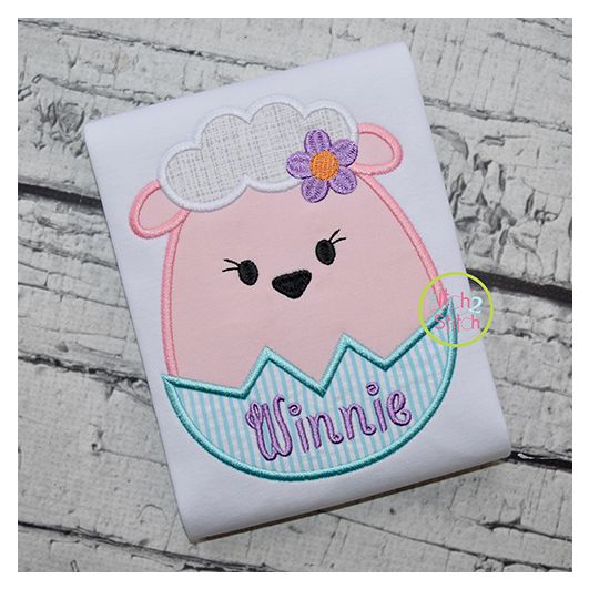 Egg Shaped Lamb Girl Applique | Machine Embroidery Designs by JuJu