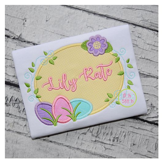 Itch 2 Stitch Egg Trio Frame Applique Digital Embroidery Machine Designs by JuJu