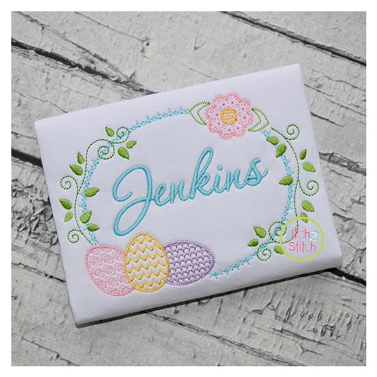 Itch 2 Stitch Egg Trio Frame Motif Digital Embroidery Machine Designs by JuJu