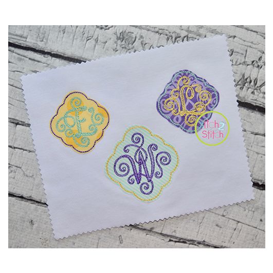 Itch 2 Stitch Elegant Scroll Frame Bean Applique Digital Embroidery Machine Designs by JuJu