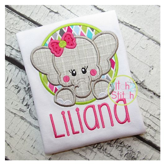 Elephant Circle Girl Applique | Machine Embroidery Designs by JuJu