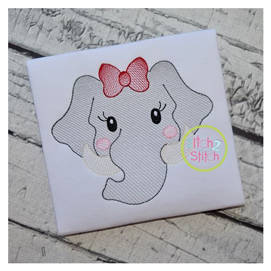 Elephant Face Girl Sketch Embroidery | Machine Embroidery Designs by JuJu