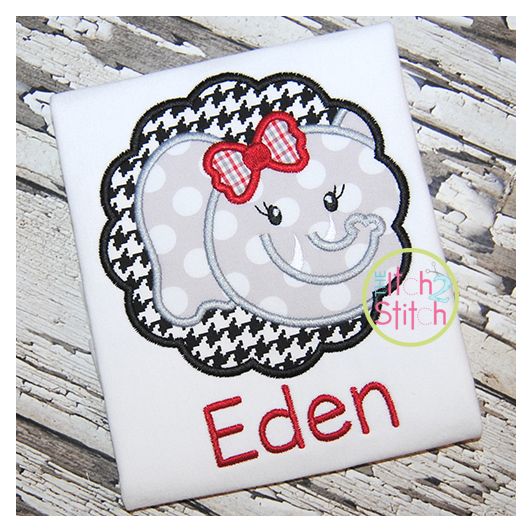 Elephant Face Scallop Girl Applique | Machine Embroidery Designs by JuJu