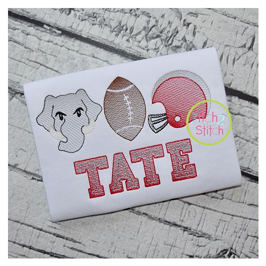 Elephant Football Trio Sketch Embroidery | Machine Embroidery Designs by JuJu