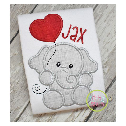 Elephant with Heart Balloon Boy Applique Design | Machine Embroidery Designs by JuJu